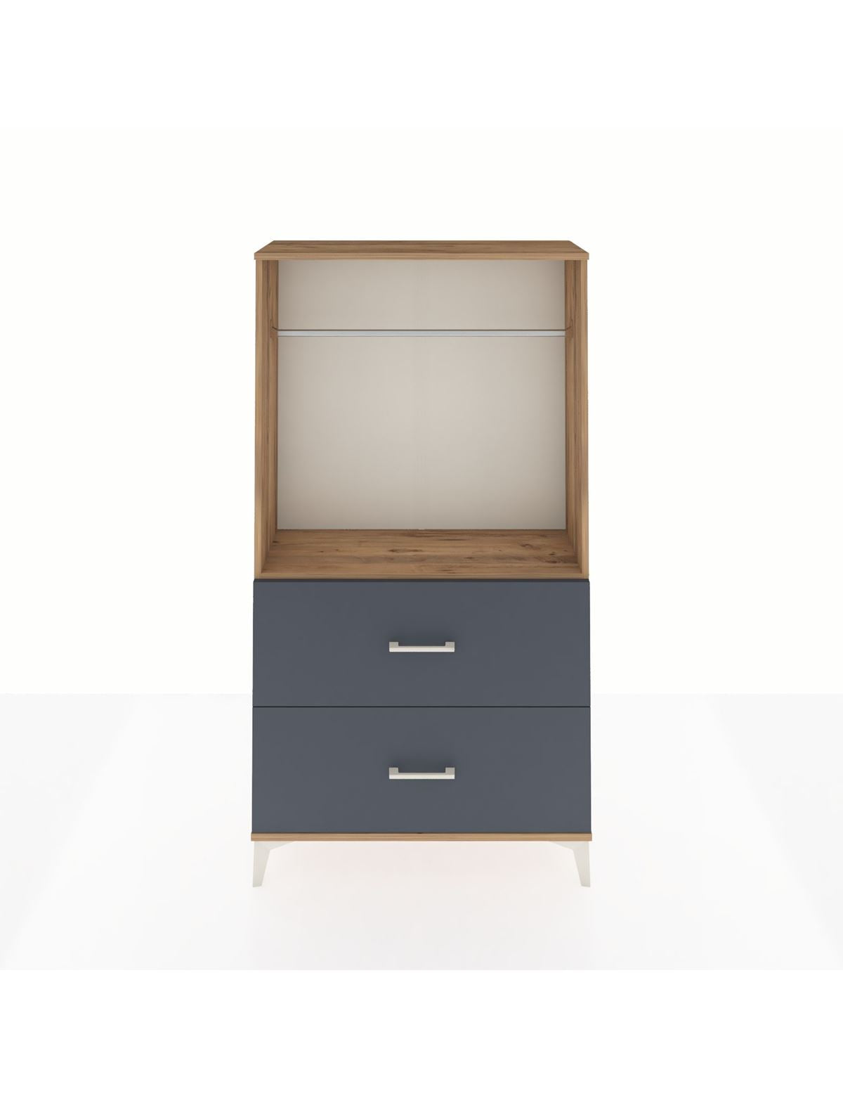 Arges Dolap Tek Raflı 2 Çekmeceli Tek Askılı 88x30x163 Çam-Antrasit