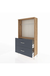 Arges Dolap Tek Raflı 2 Çekmeceli Tek Askılı 88x30x163 Çam-Antrasit