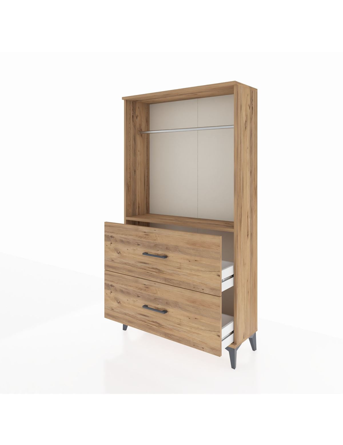 Arges Dolap Tek Raflı 2 Çekmeceli Tek Askılı 88x30x163 - S21M106V9A