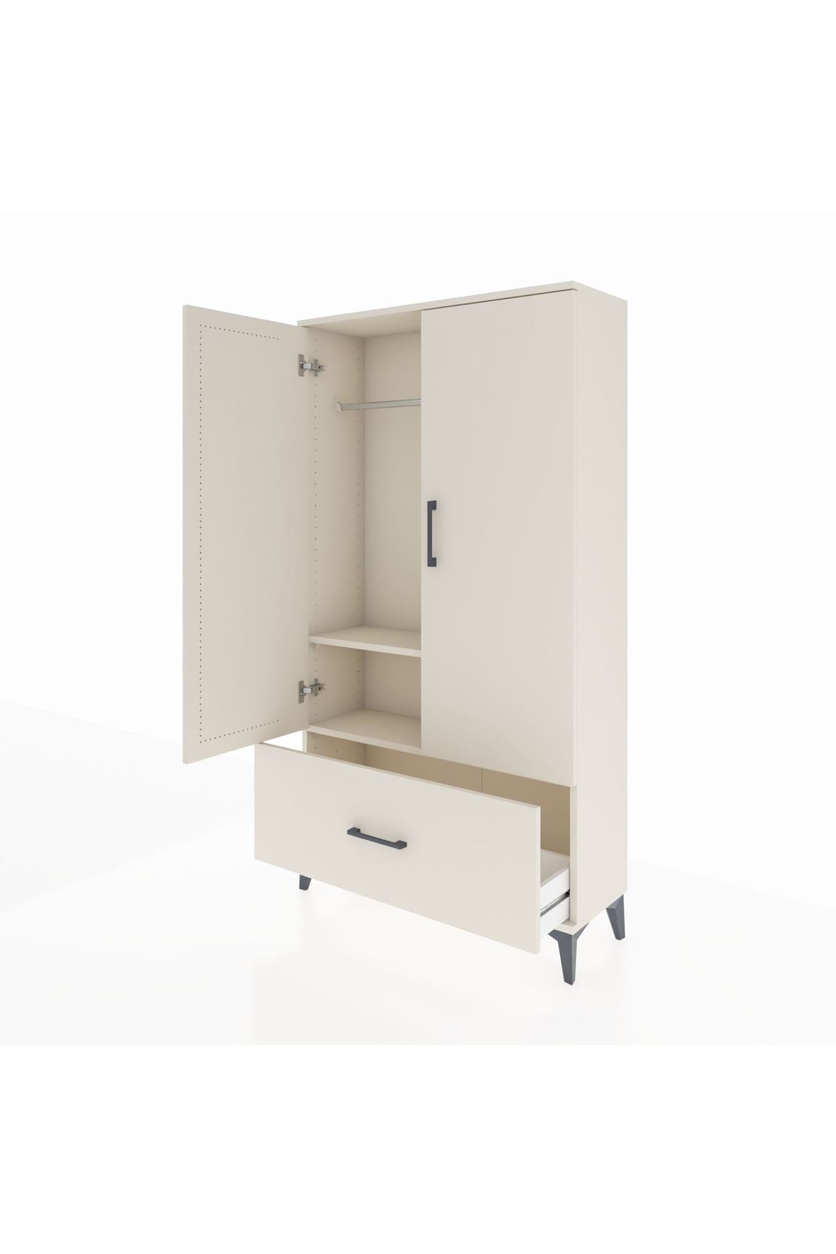 Arges Dolap 2 Raflı Tek Çekmeceli Tek Askılı 88x30x163 Aytaşı-Aytaşı