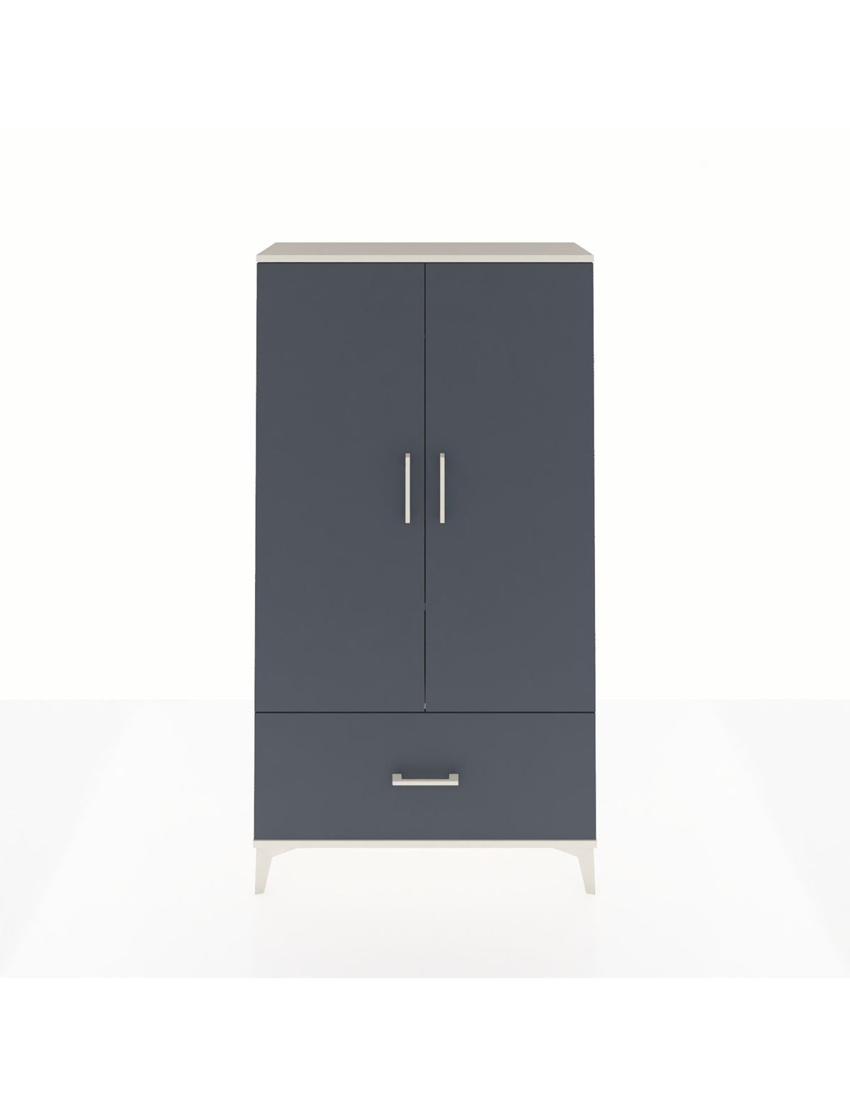 Arges Dolap 2 Raflı Tek Çekmeceli Tek Askılı 88x30x163 Aytaşı-Antrasit