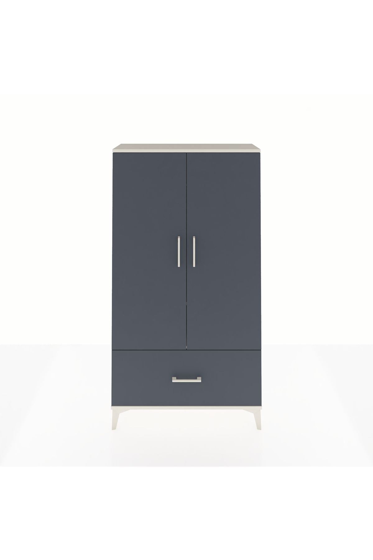 Arges Dolap 2 Raflı Tek Çekmeceli Tek Askılı 88x30x163 Aytaşı-Antrasit