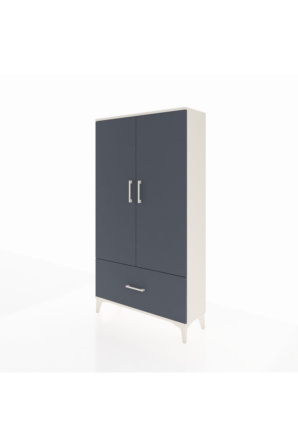 Arges Dolap 2 Raflı Tek Çekmeceli Tek Askılı 88x30x163 Aytaşı-Antrasit