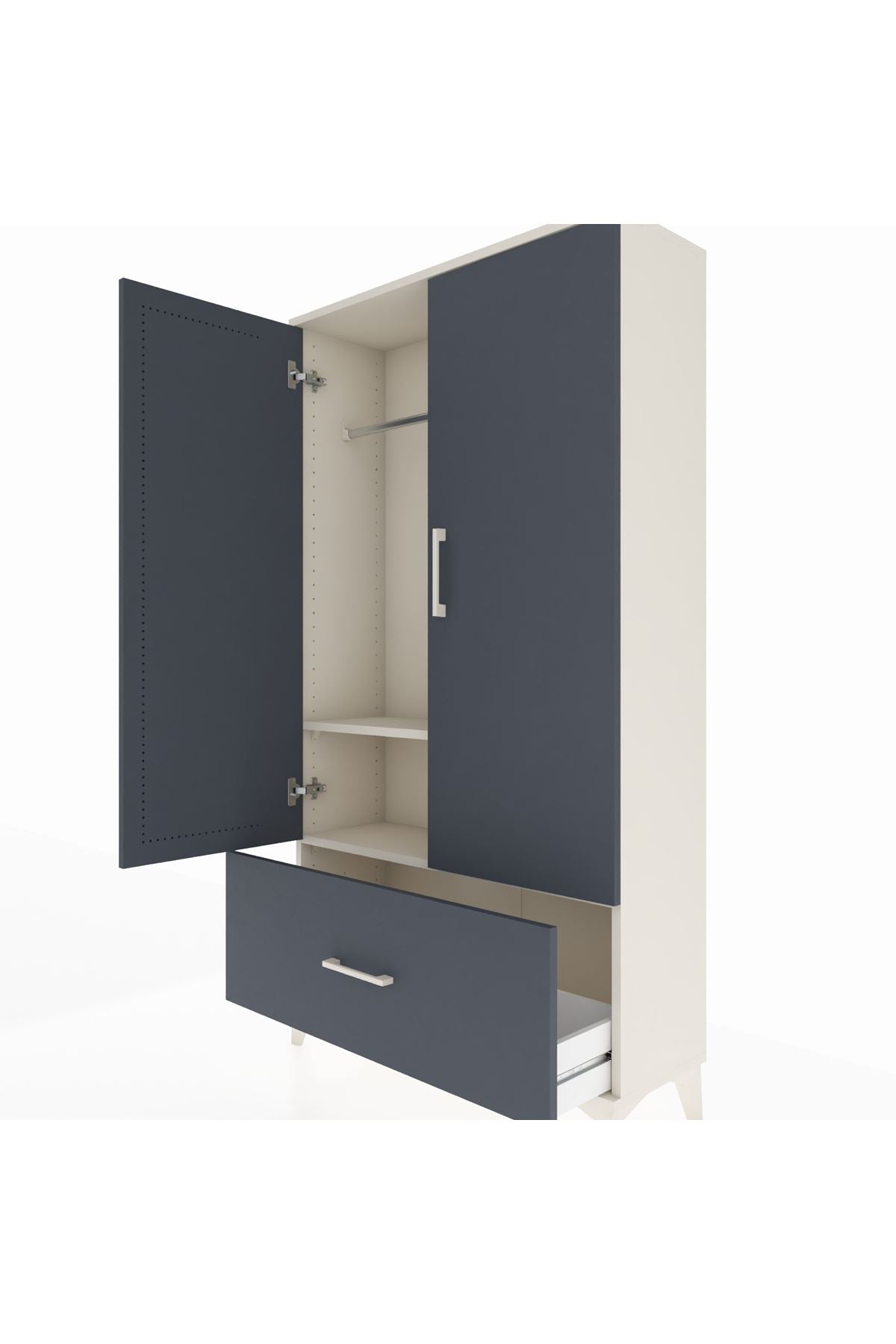 Arges Dolap 2 Raflı Tek Çekmeceli Tek Askılı 88x30x163 Aytaşı-Antrasit