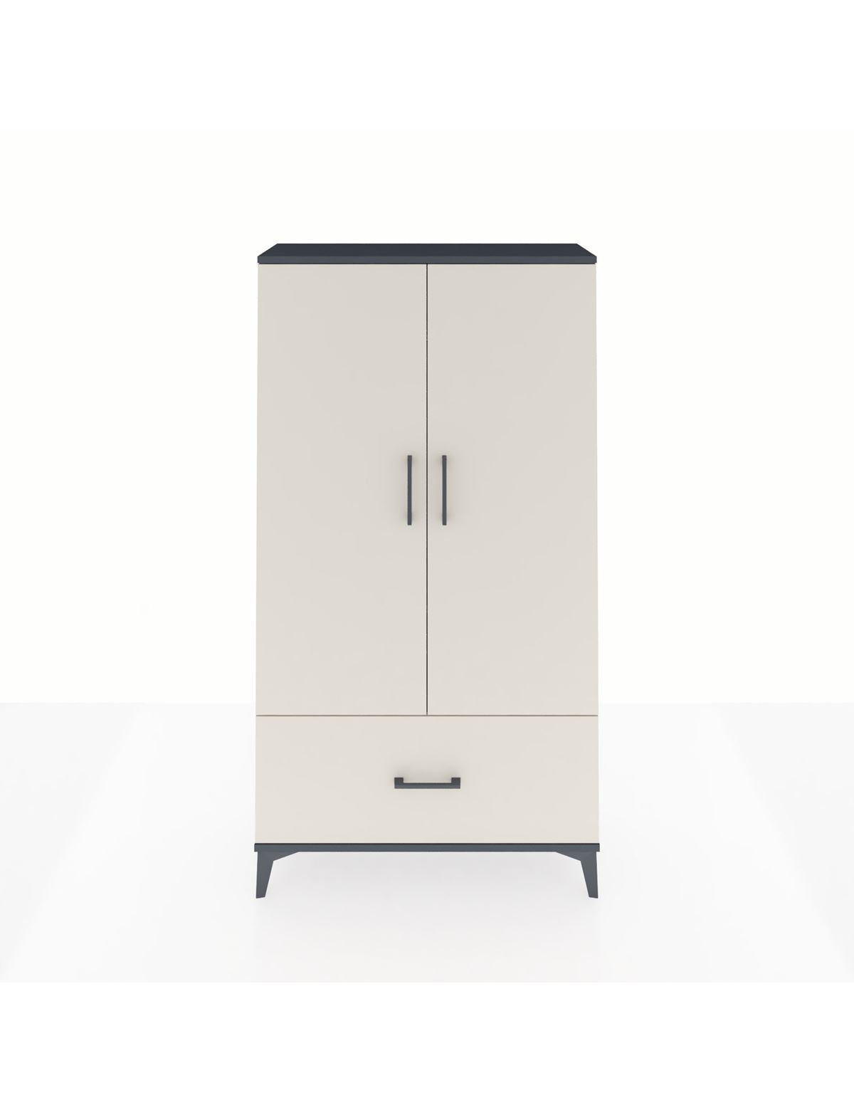 Arges Dolap 2 Raflı Tek Çekmeceli Tek Askılı 88x30x163 Antrasit-Aytaşı