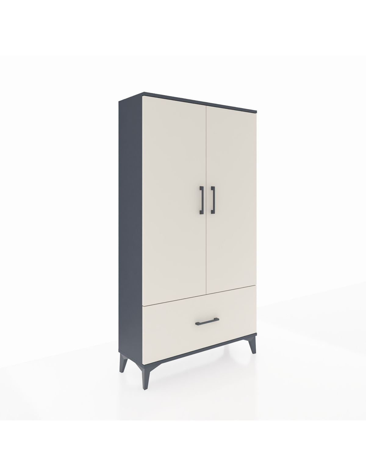 Arges Dolap 2 Raflı Tek Çekmeceli Tek Askılı 88x30x163 Antrasit-Aytaşı