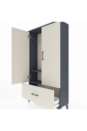 Arges Dolap 2 Raflı Tek Çekmeceli Tek Askılı 88x30x163 Antrasit-Aytaşı