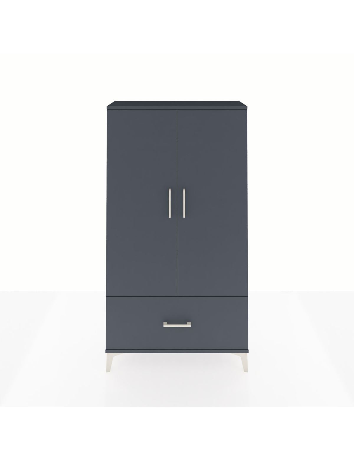 Arges Dolap 2 Raflı Tek Çekmeceli Tek Askılı 88x30x163 Antrasit-Antrasit