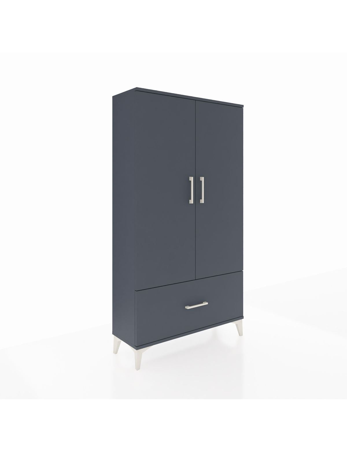 Arges Dolap 2 Raflı Tek Çekmeceli Tek Askılı 88x30x163 Antrasit-Antrasit