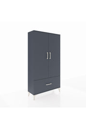 Arges Dolap 2 Raflı Tek Çekmeceli Tek Askılı 88x30x163 Antrasit-Antrasit