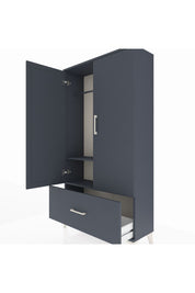 Arges Dolap 2 Raflı Tek Çekmeceli Tek Askılı 88x30x163 Antrasit-Antrasit