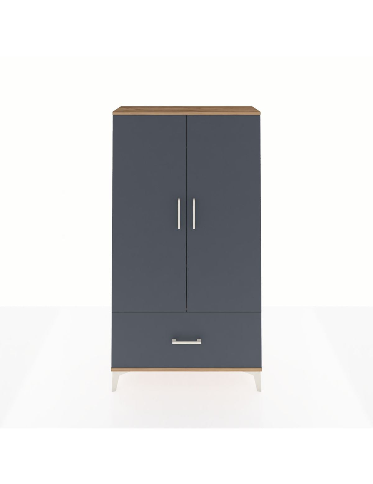 Arges Dolap 2 Raflı Tek Çekmeceli Tek Askılı 88x30x163 Çam-Antrasit