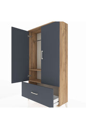 Arges Dolap 2 Raflı Tek Çekmeceli Tek Askılı 88x30x163 Çam-Antrasit