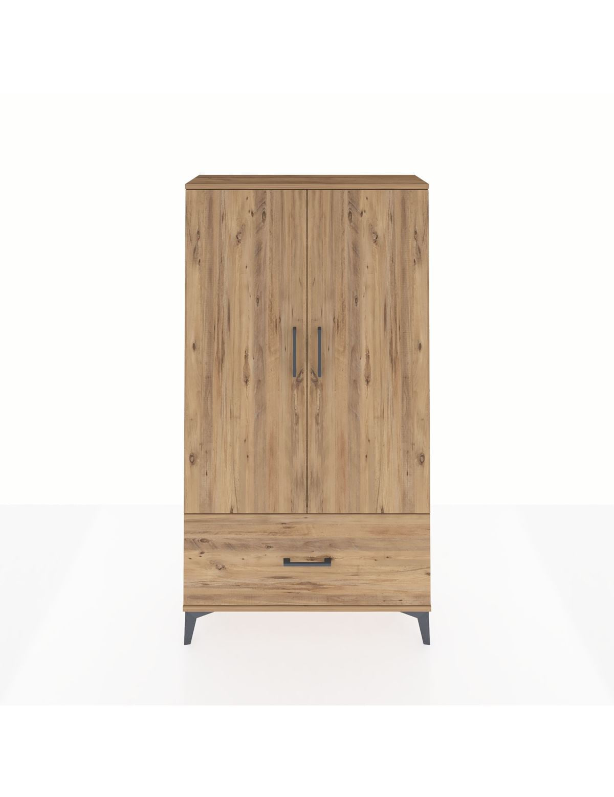 Arges Dolap 2 Raflı Tek Çekmeceli Tek Askılı 88x30x163 Çam-Çam