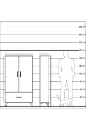 Arges Dolap 2 Raflı Tek Çekmeceli Tek Askılı 88x30x163 Çam-Çam