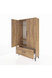 Arges Dolap 2 Raflı Tek Çekmeceli Tek Askılı 88x30x163 Çam-Çam