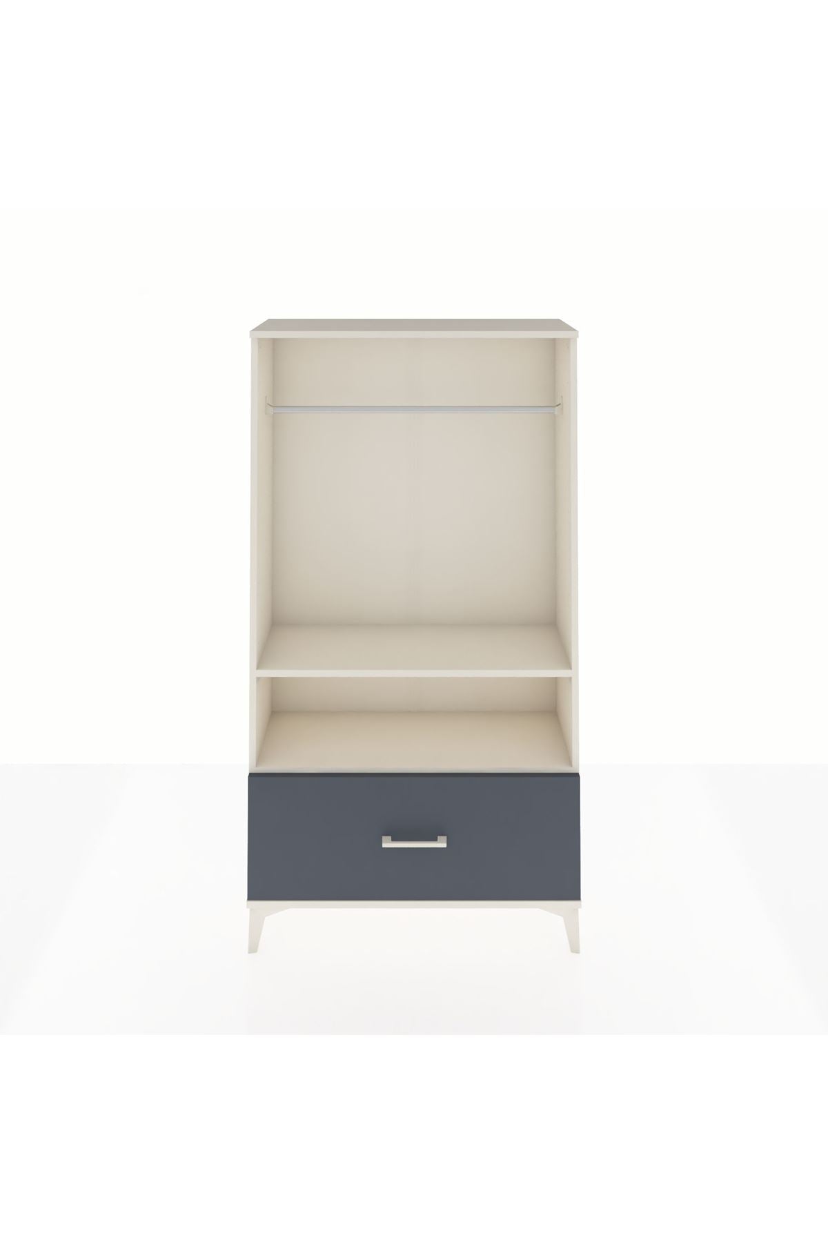 Arges Dolap 2 Raflı Tek Çekmeceli Tek Askılı 88x30x163 Aytaşı-Antrasit