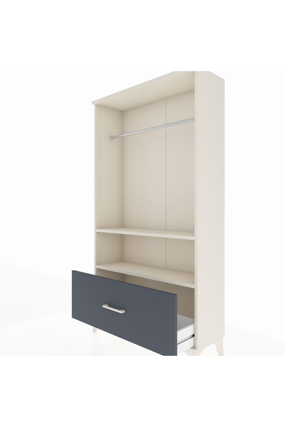 Arges Dolap 2 Raflı Tek Çekmeceli Tek Askılı 88x30x163 Aytaşı-Antrasit