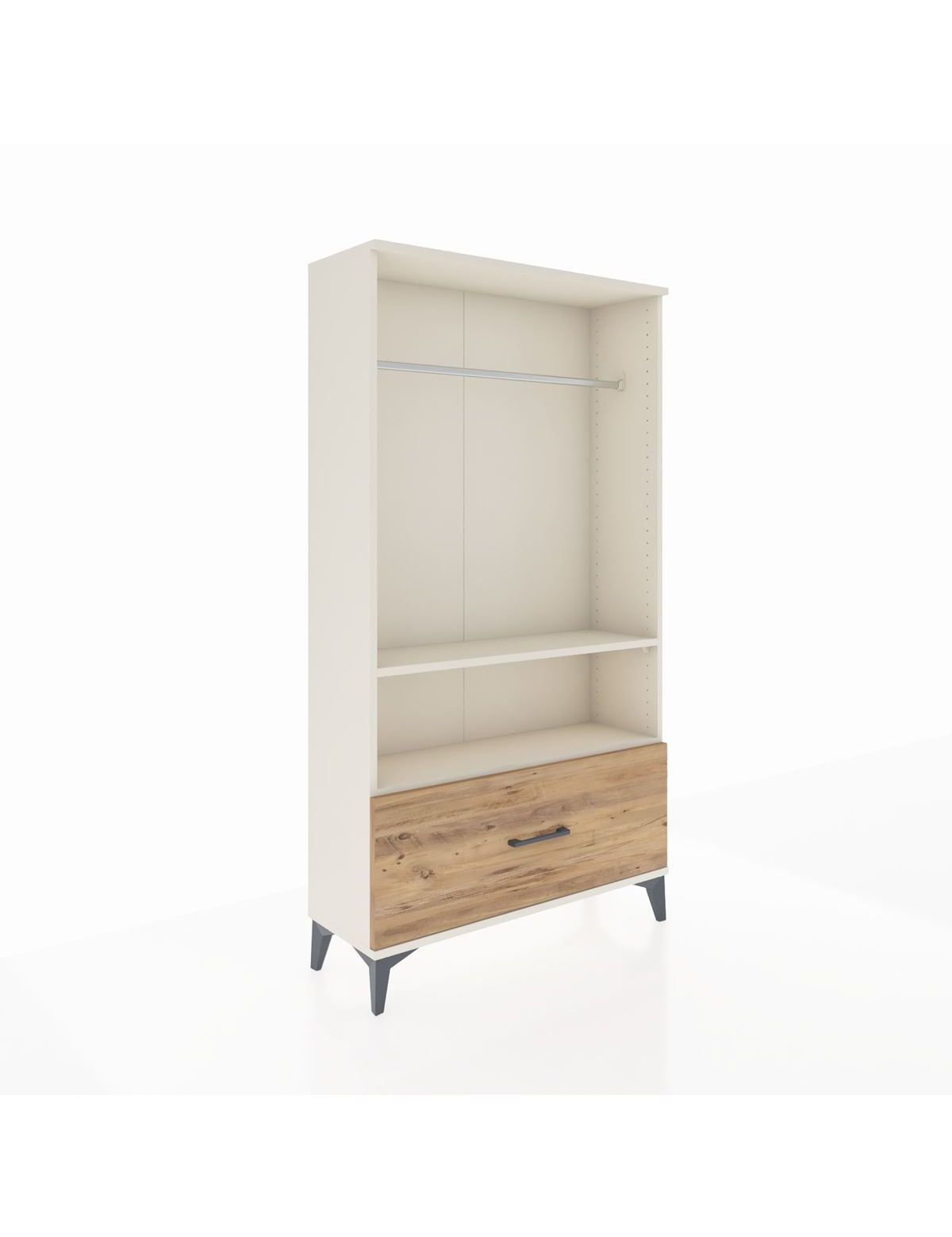 Arges Dolap 2 Raflı Tek Çekmeceli Tek Askılı 88x30x163 Aytaşı-Çam