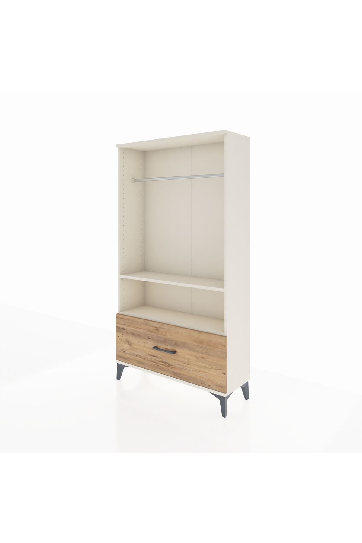 Arges Dolap 2 Raflı Tek Çekmeceli Tek Askılı 88x30x163 Aytaşı-Çam