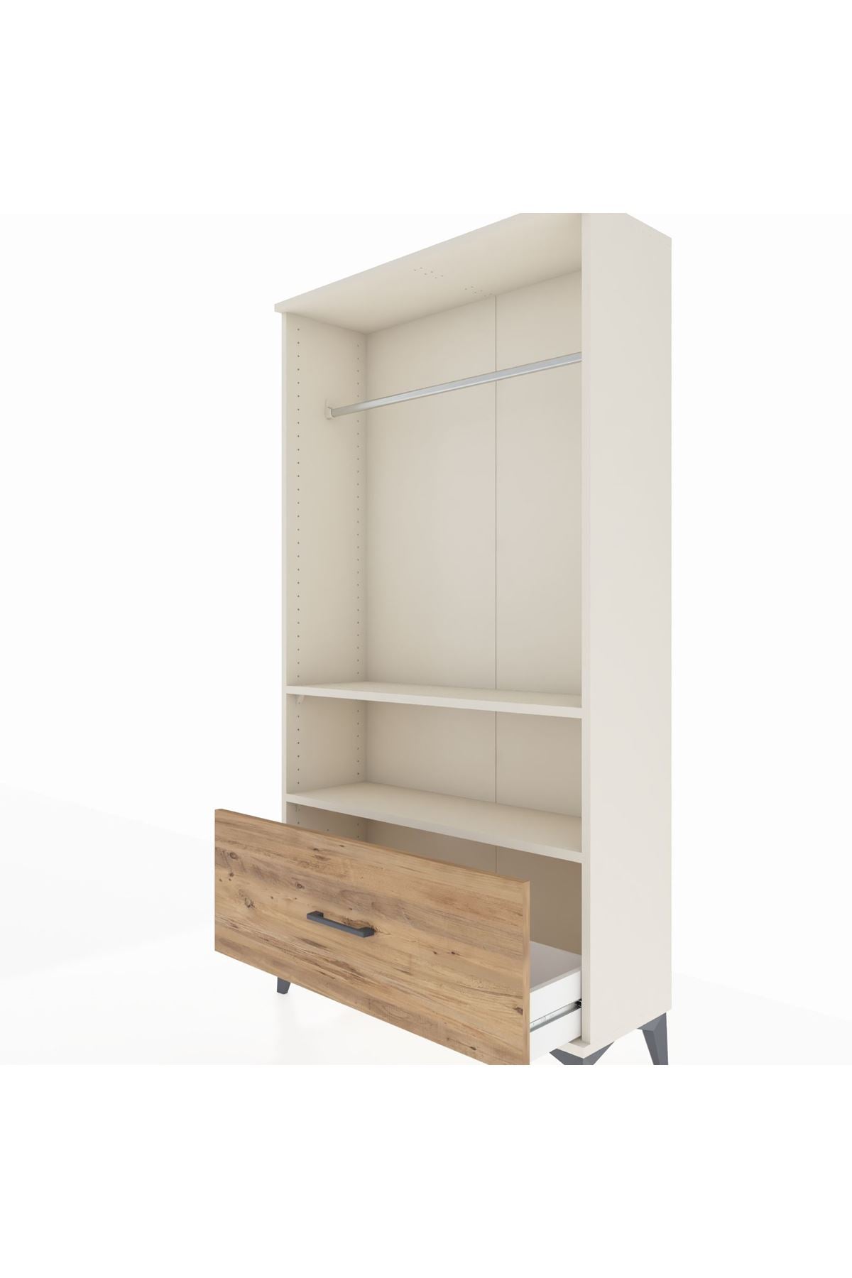 Arges Dolap 2 Raflı Tek Çekmeceli Tek Askılı 88x30x163 Aytaşı-Çam
