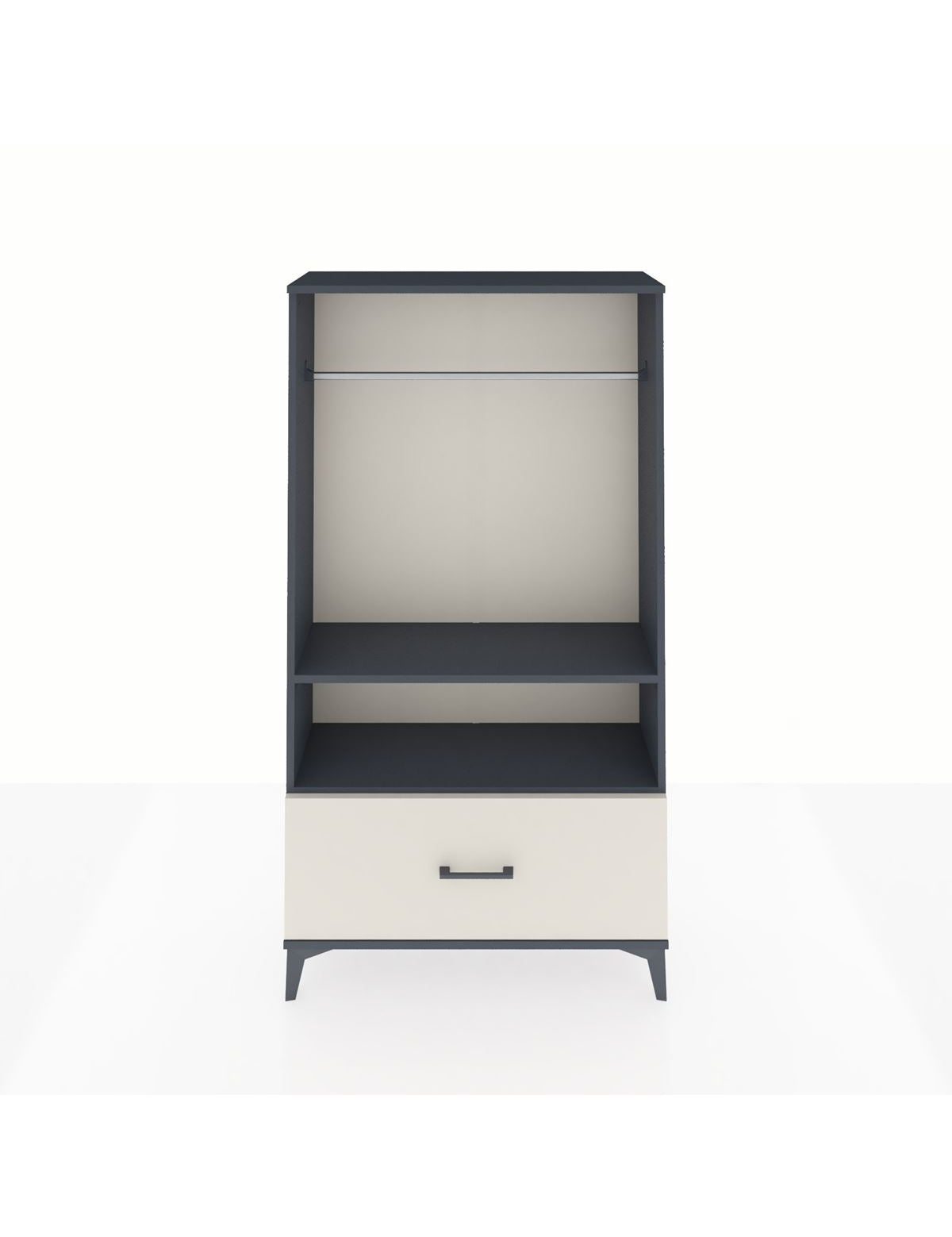 Arges Dolap 2 Raflı Tek Çekmeceli Tek Askılı 88x30x163 Antrasit-Aytaşı