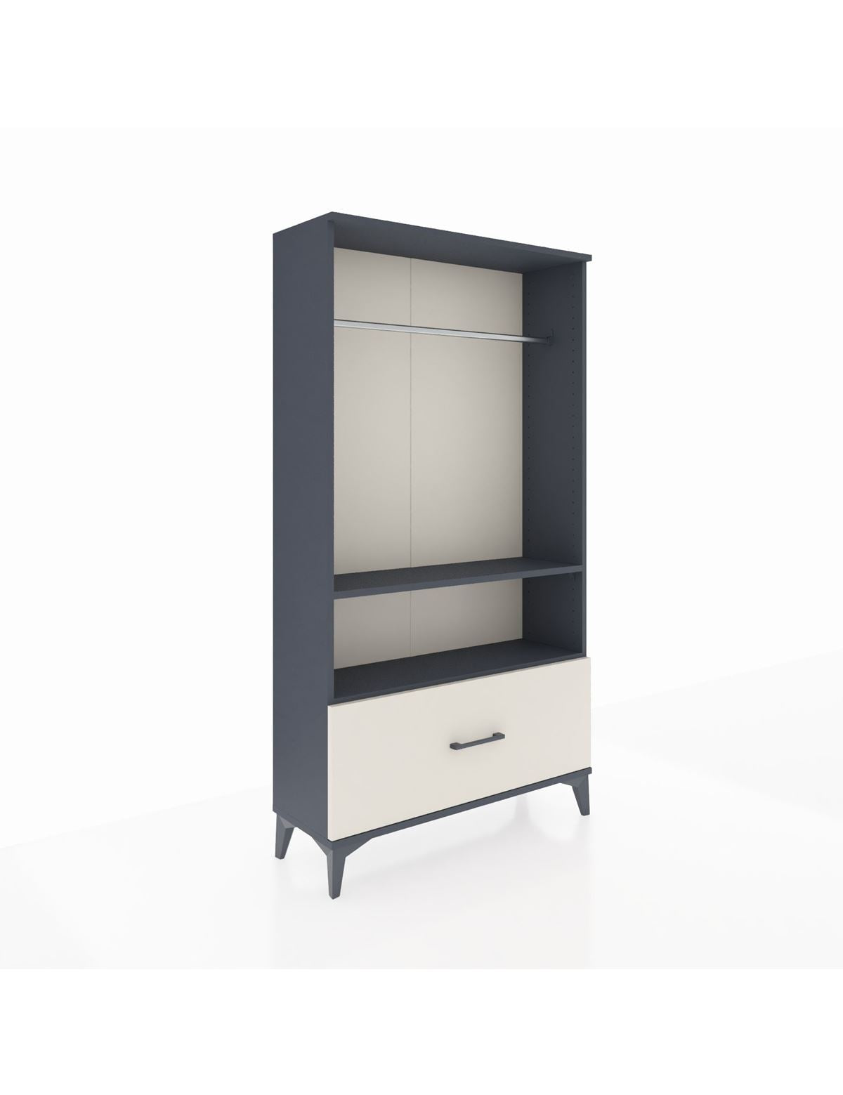 Arges Dolap 2 Raflı Tek Çekmeceli Tek Askılı 88x30x163 Antrasit-Aytaşı