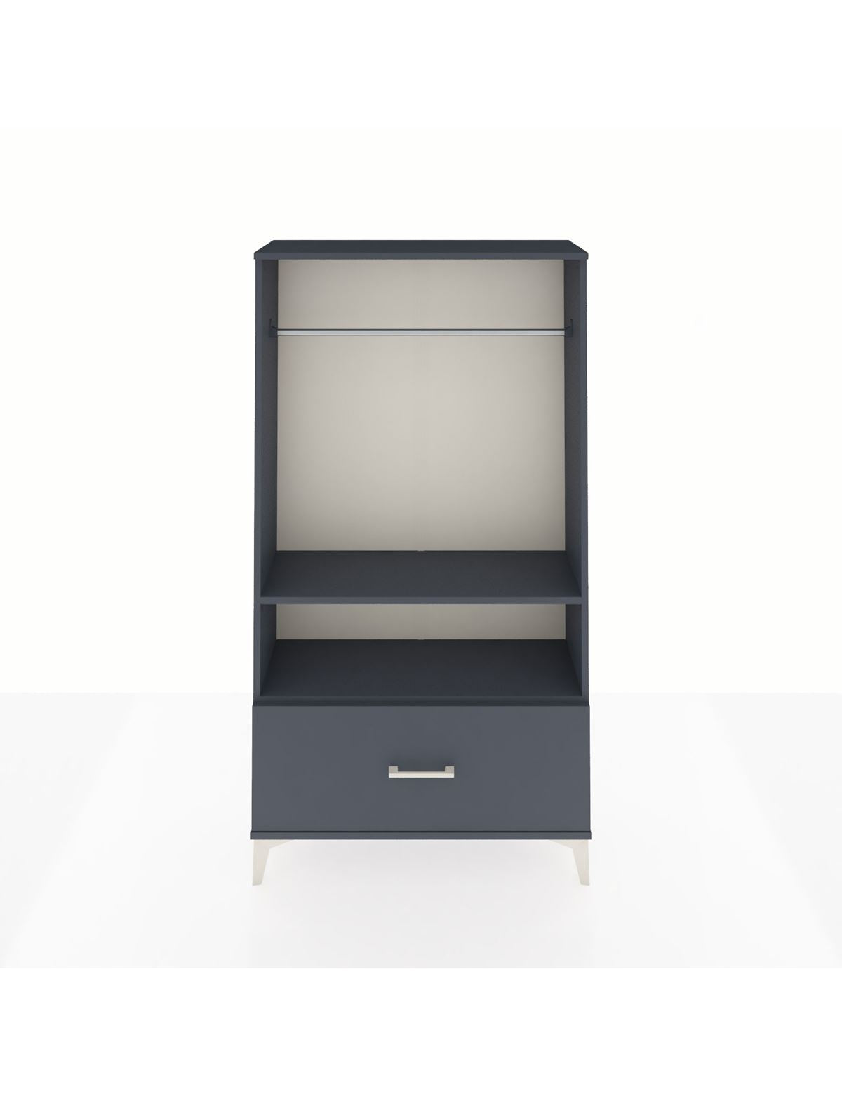 Arges Dolap 2 Raflı Tek Çekmeceli Tek Askılı 88x30x163 Antrasit-Antrasit