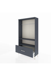 Arges Dolap 2 Raflı Tek Çekmeceli Tek Askılı 88x30x163 Antrasit-Antrasit