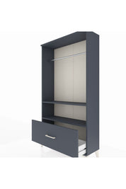 Arges Dolap 2 Raflı Tek Çekmeceli Tek Askılı 88x30x163 Antrasit-Antrasit