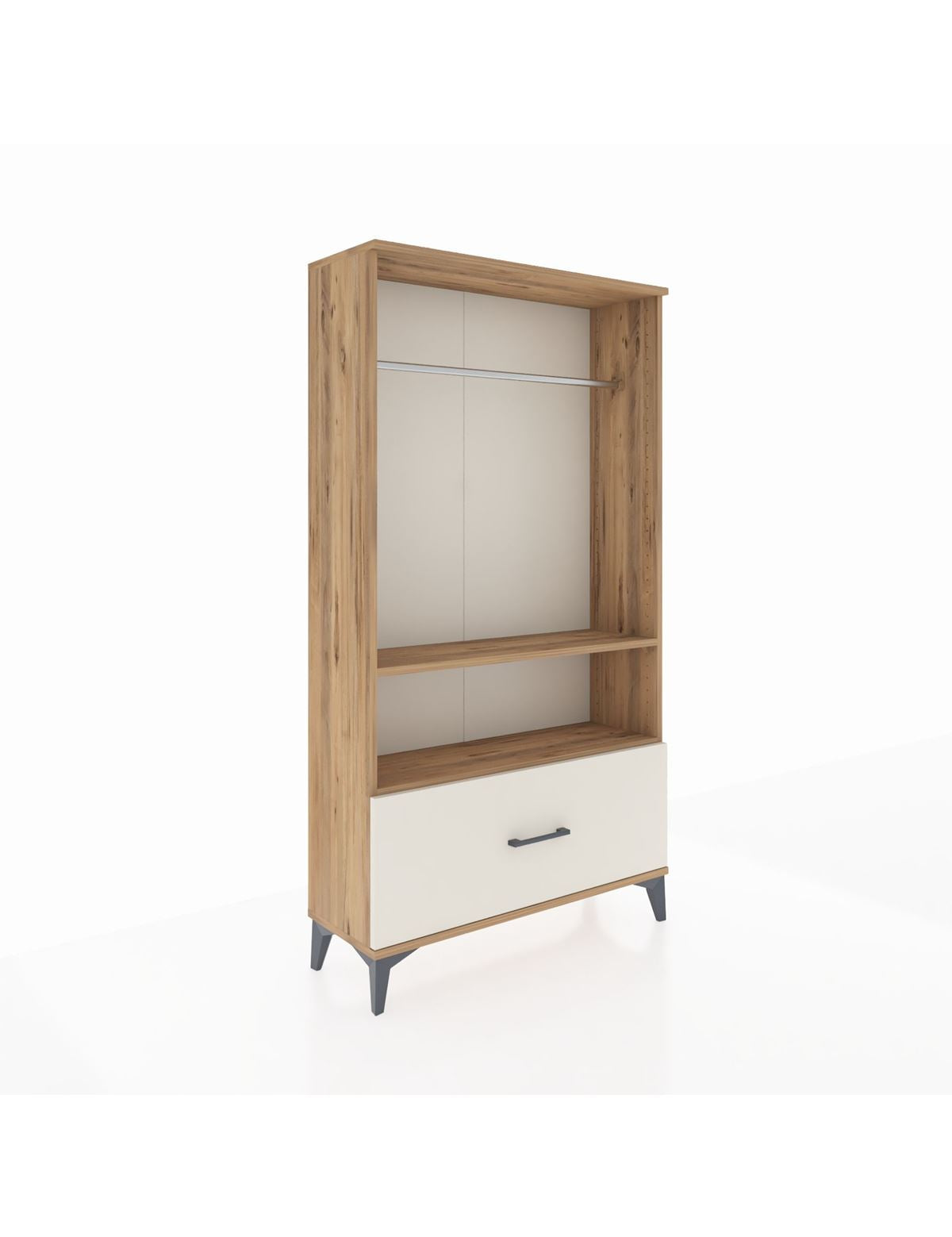 Arges Dolap 2 Raflı Tek Çekmeceli Tek Askılı 88x30x163 Çam-Aytaşı