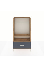 Arges Dolap 2 Raflı Tek Çekmeceli Tek Askılı 88x30x163 Çam-Antrasit