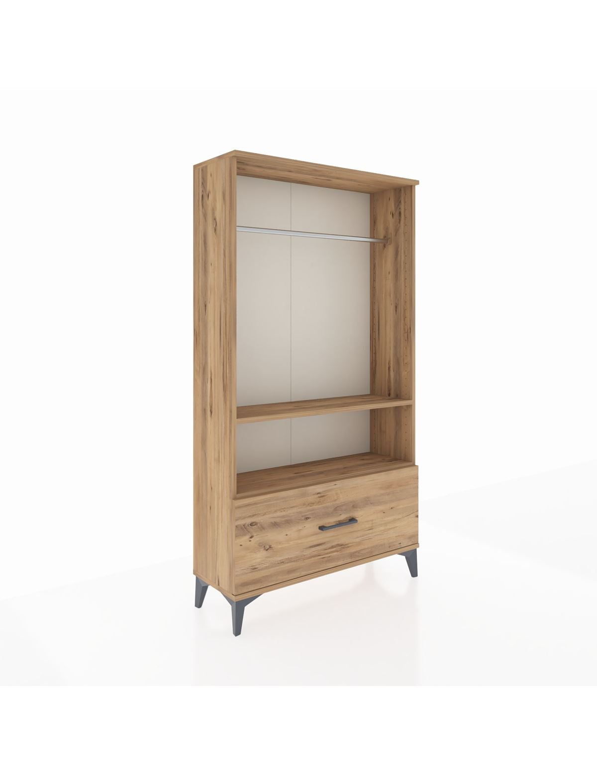 Arges Dolap 2 Raflı Tek Çekmeceli Tek Askılı 88x30x163 Çam-Çam