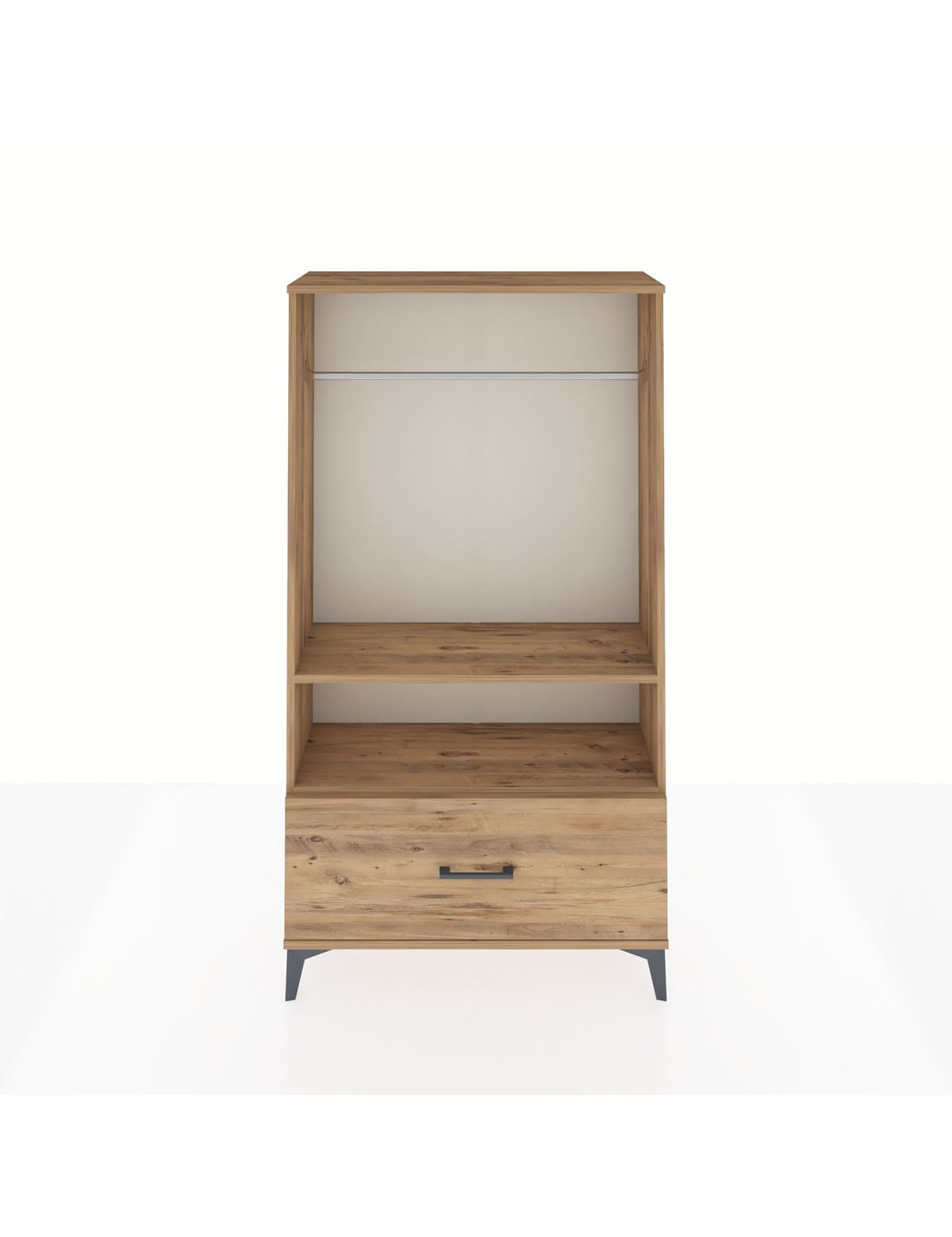 Arges Dolap 2 Raflı Tek Çekmeceli Tek Askılı 88x30x163 Çam-Çam