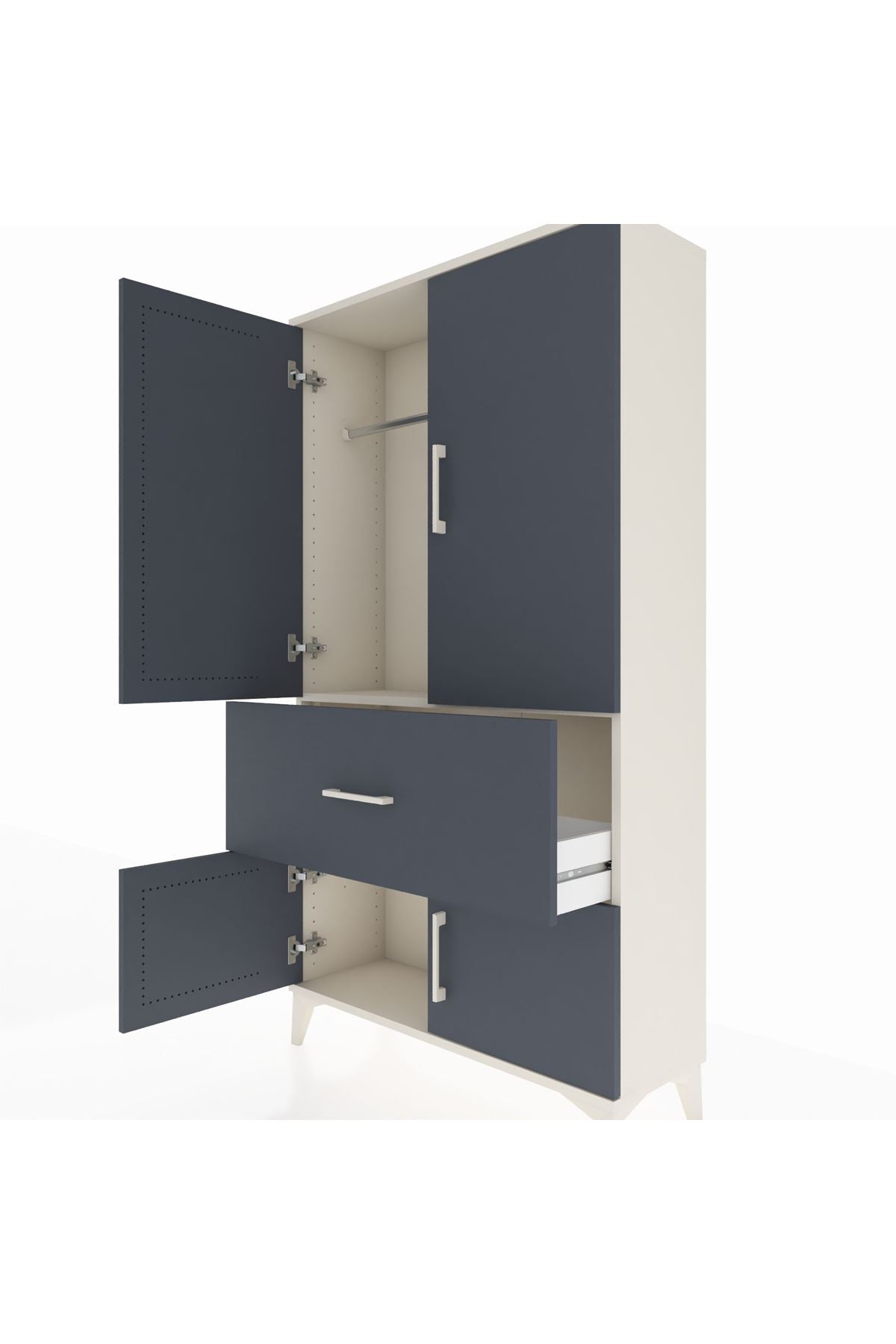 Arges Dolap Tek Raflı Tek Çekmeceli Tek Askılı 88x30x163 Aytaşı-Antrasit