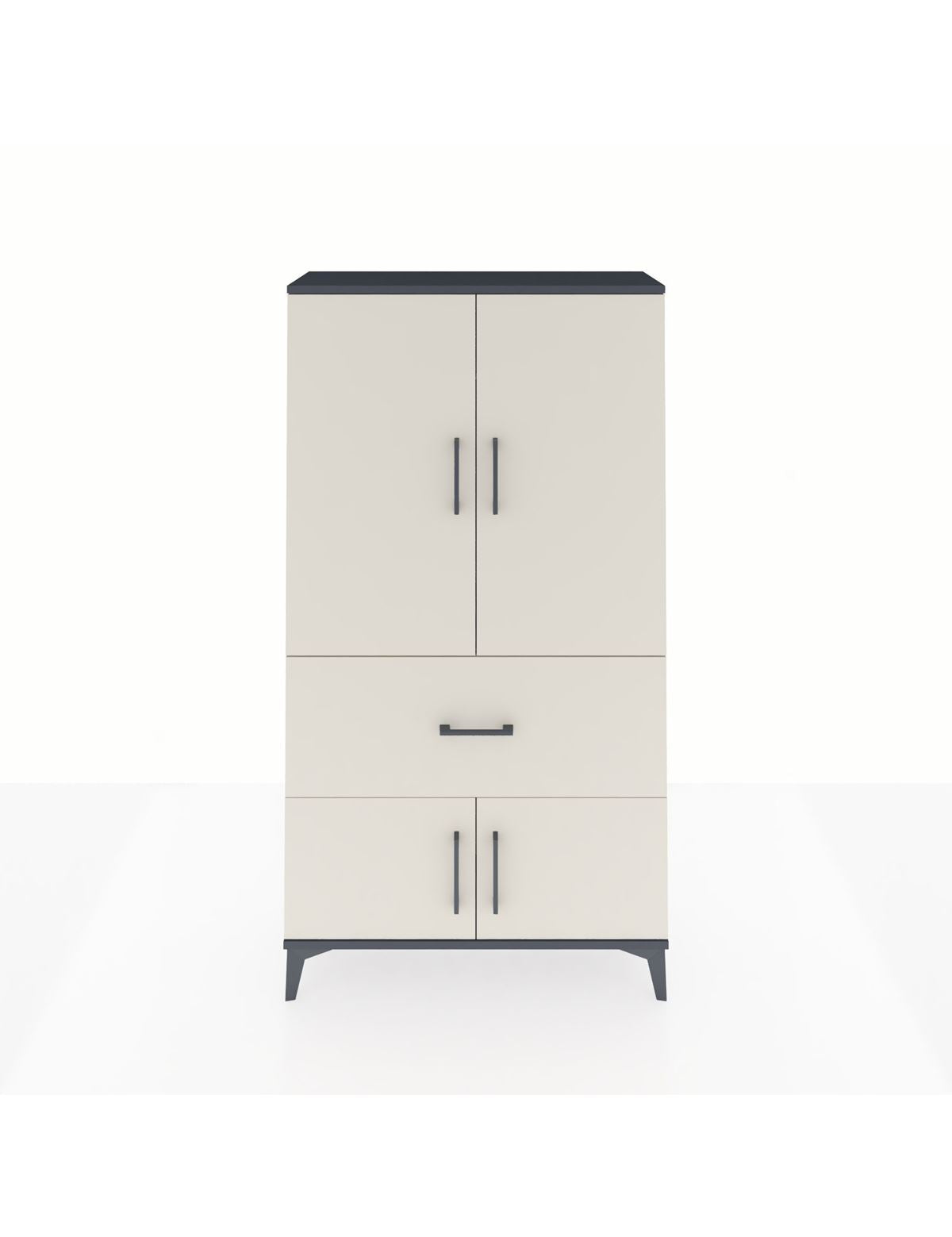 Arges Dolap Tek Raflı Tek Çekmeceli Tek Askılı 88x30x163 Antrasit-Aytaşı