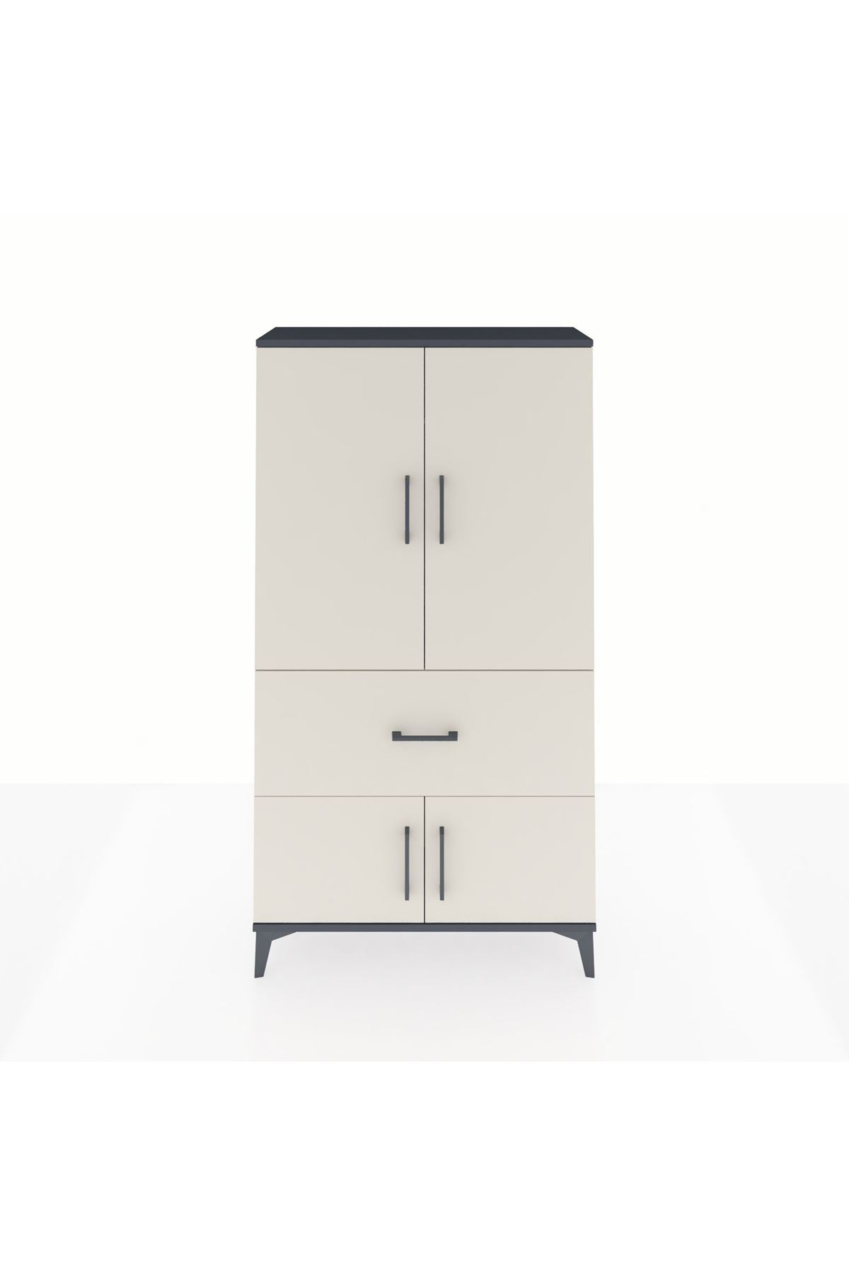 Arges Dolap Tek Raflı Tek Çekmeceli Tek Askılı 88x30x163 Antrasit-Aytaşı