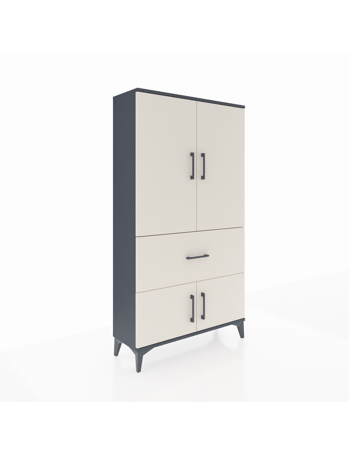 Arges Dolap Tek Raflı Tek Çekmeceli Tek Askılı 88x30x163 Antrasit-Aytaşı