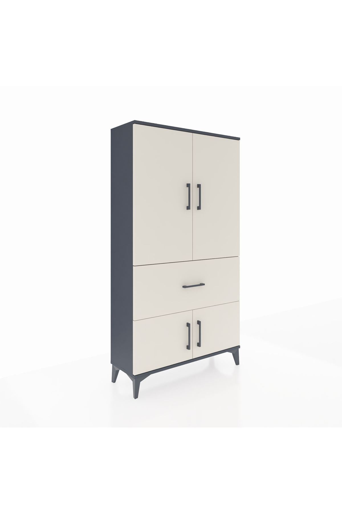 Arges Dolap Tek Raflı Tek Çekmeceli Tek Askılı 88x30x163 Antrasit-Aytaşı