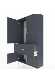Arges Dolap Tek Raflı Tek Çekmeceli Tek Askılı 88x30x163 Antrasit-Antrasit