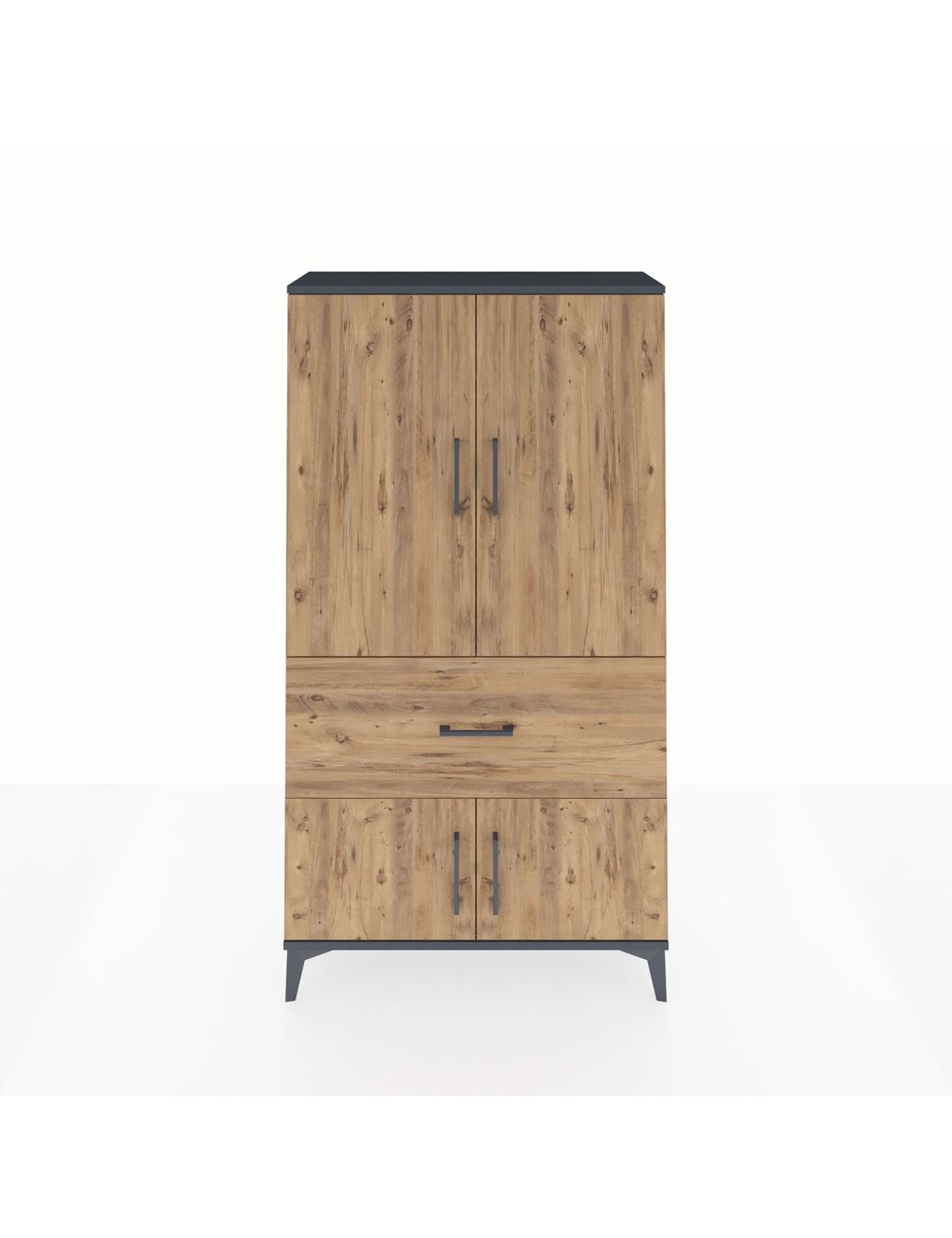 Arges Dolap Tek Raflı Tek Çekmeceli Tek Askılı 88x30x163 Antrasit-Çam