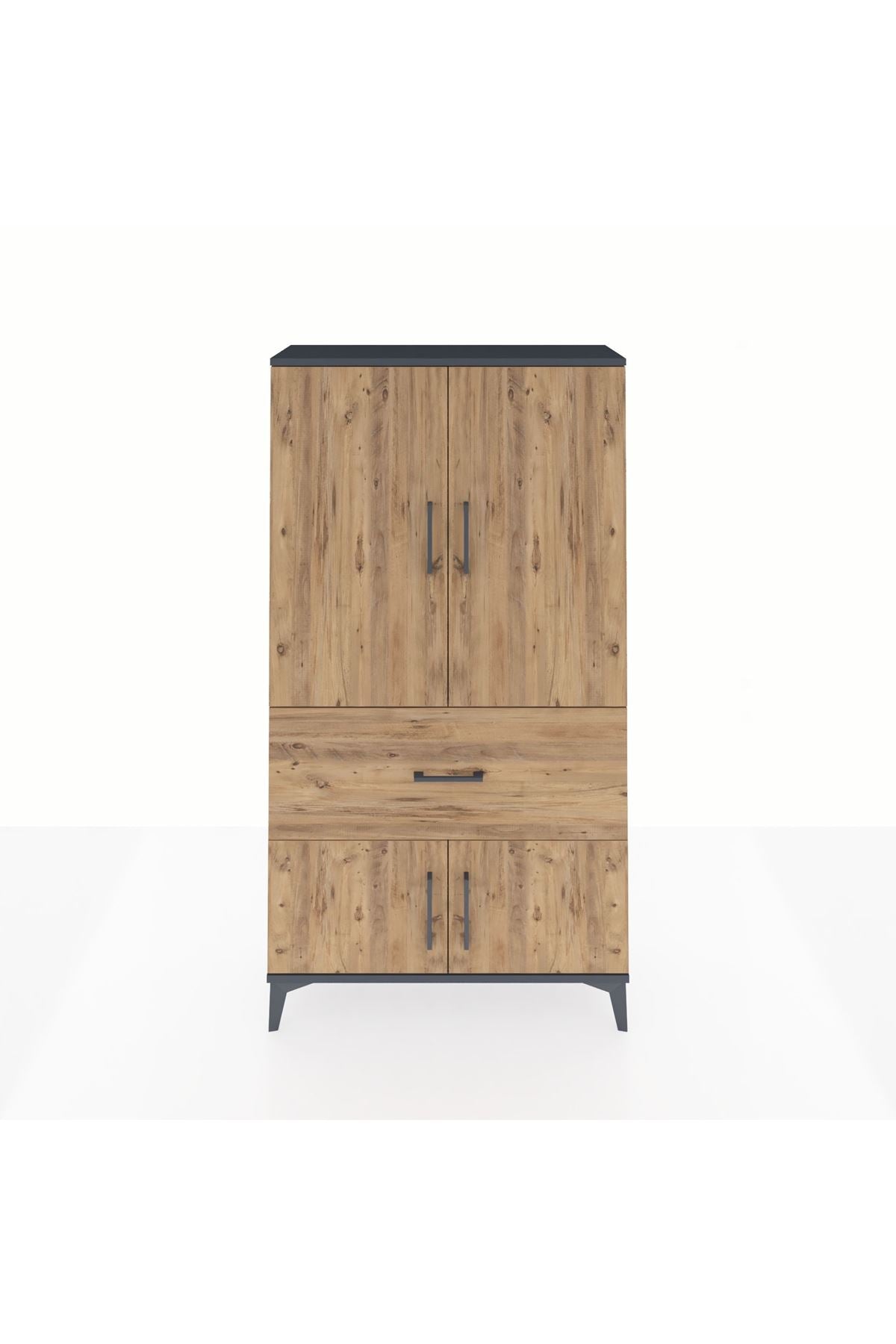 Arges Dolap Tek Raflı Tek Çekmeceli Tek Askılı 88x30x163 Antrasit-Çam