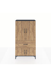 Arges Dolap Tek Raflı Tek Çekmeceli Tek Askılı 88x30x163 Antrasit-Çam