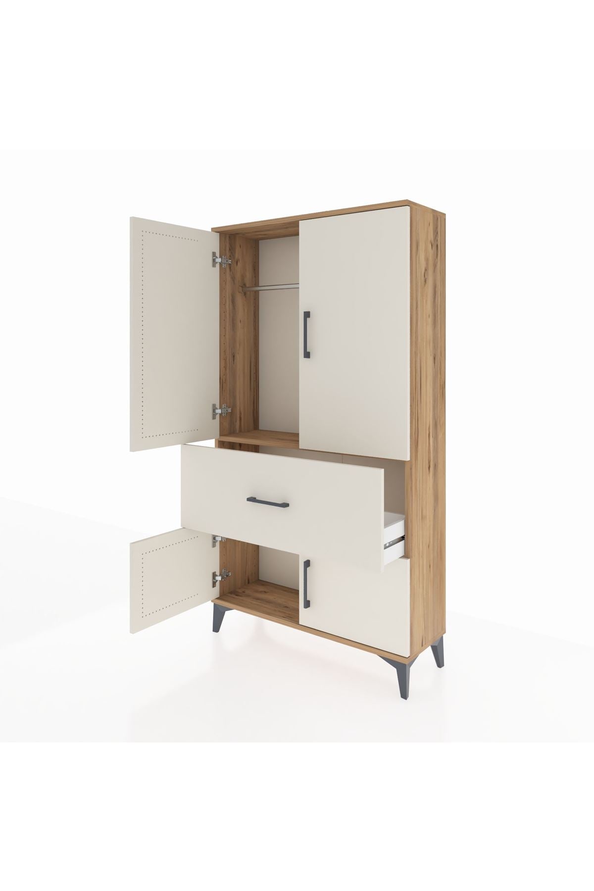 Arges Dolap Tek Raflı Tek Çekmeceli Tek Askılı 88x30x163 Çam-Aytaşı