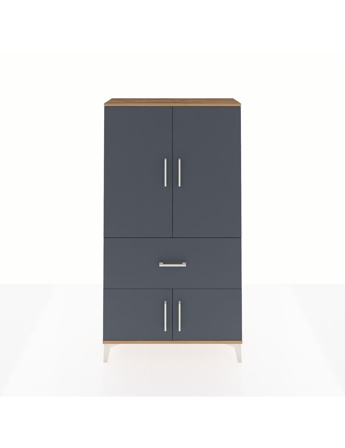 Arges Dolap Tek Raflı Tek Çekmeceli Tek Askılı 88x30x163 Çam-Antrasit