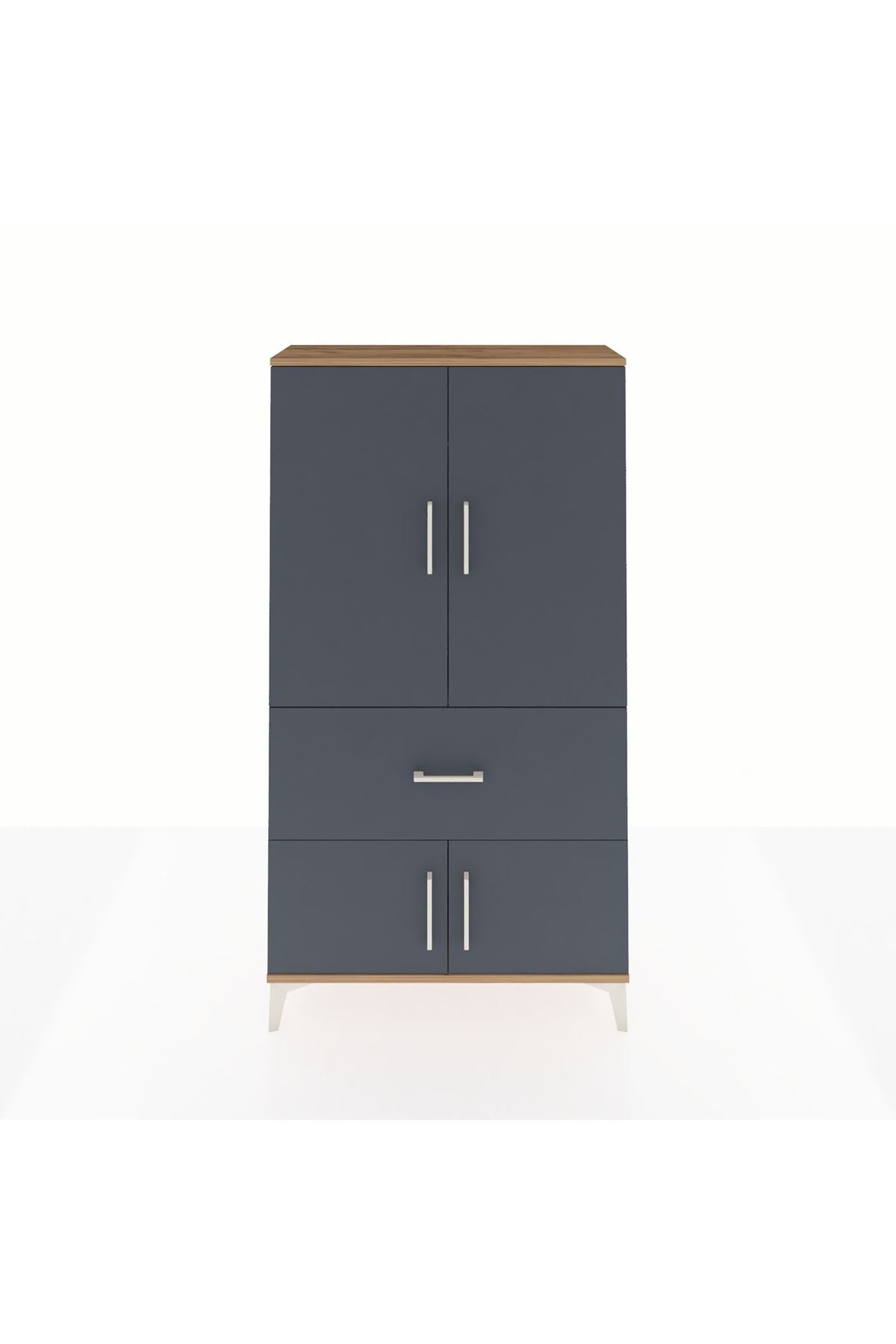 Arges Dolap Tek Raflı Tek Çekmeceli Tek Askılı 88x30x163 Çam-Antrasit