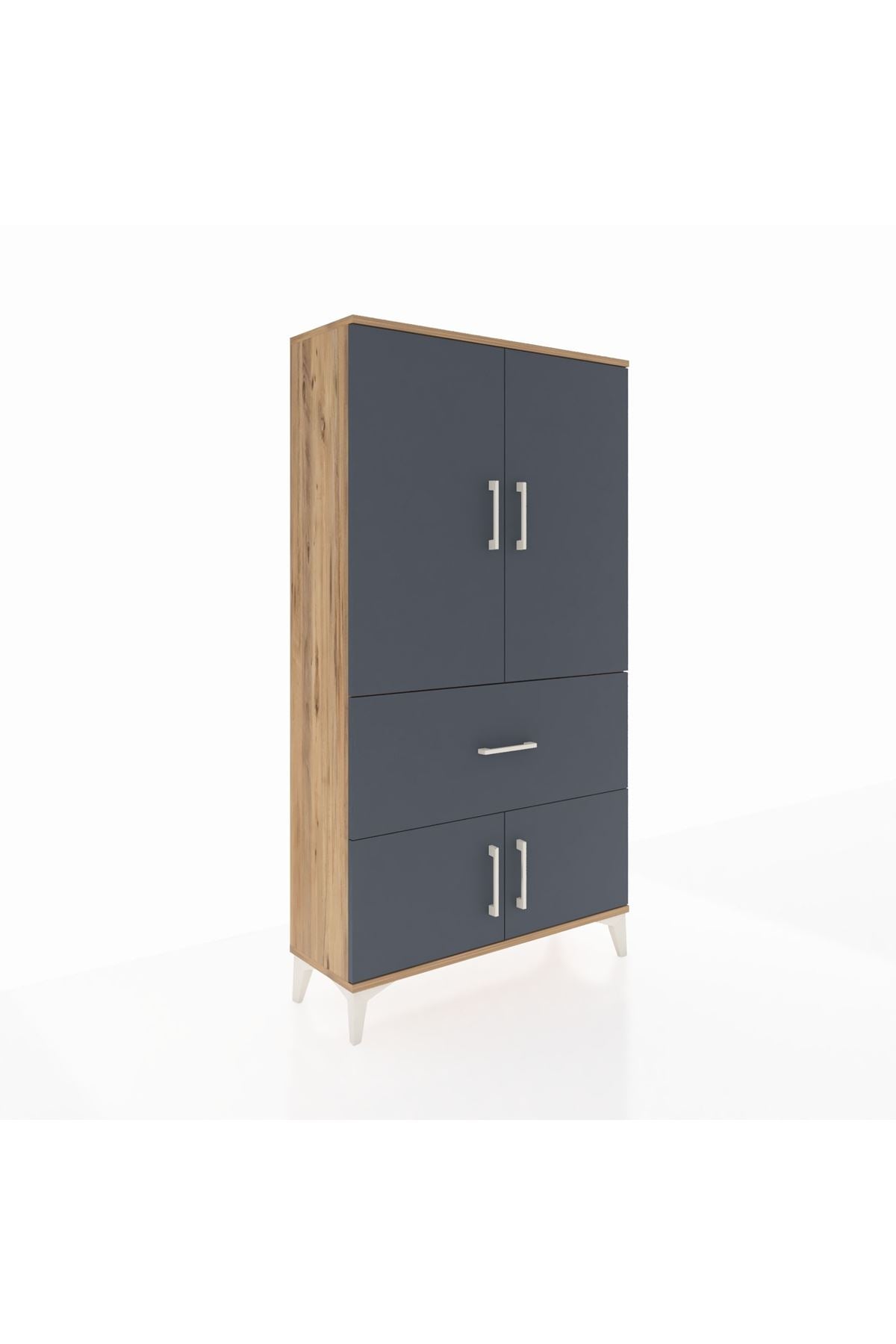 Arges Dolap Tek Raflı Tek Çekmeceli Tek Askılı 88x30x163 Çam-Antrasit