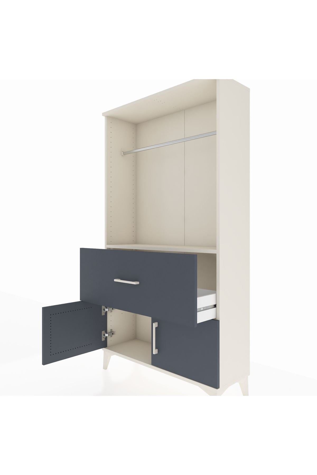 Arges Dolap Tek Raflı Tek Çekmeceli Tek Askılı 88x30x163 Aytaşı-Antrasit