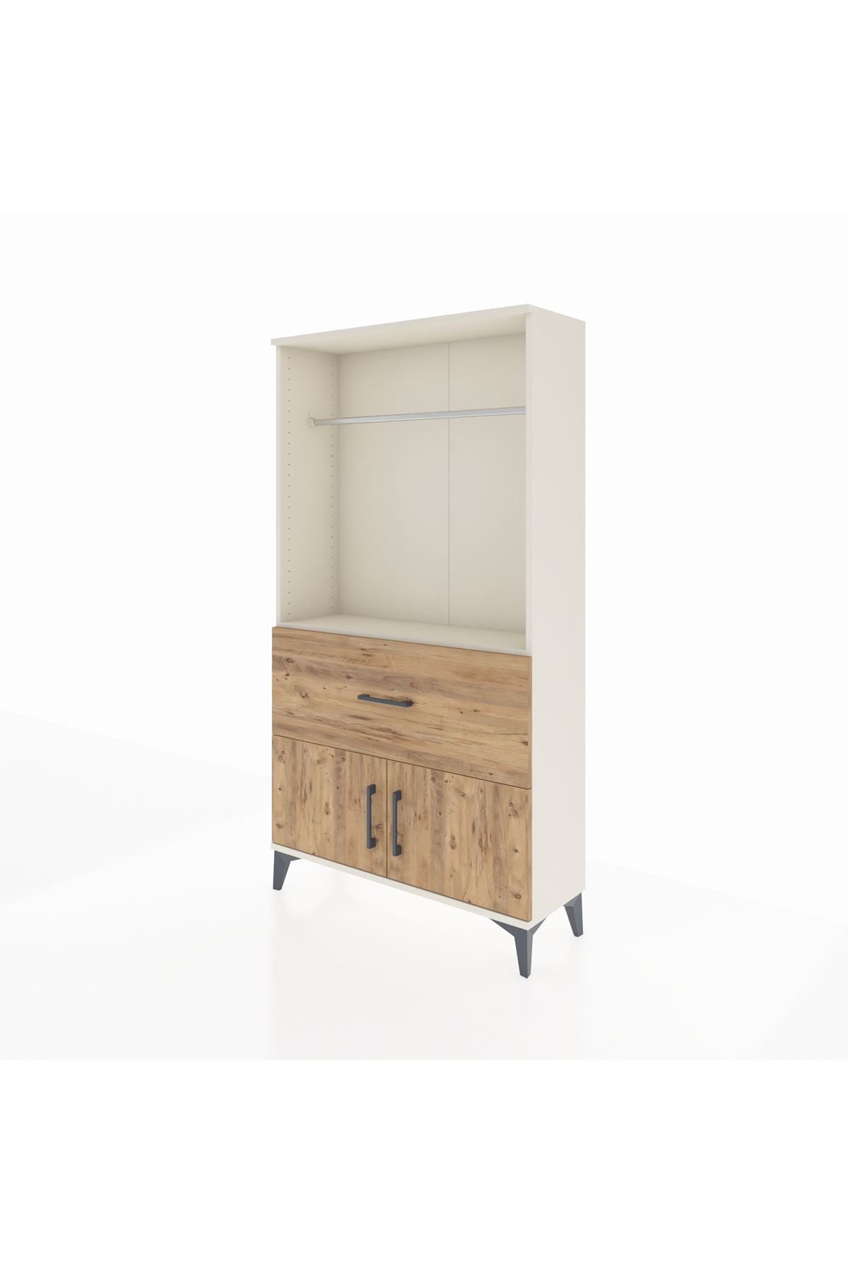 Arges Dolap Tek Raflı Tek Çekmeceli Tek Askılı 88x30x163 Aytaşı-Çam