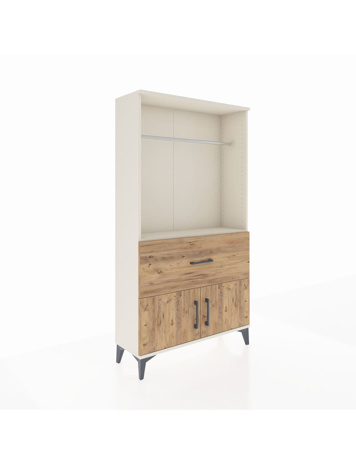 Arges Dolap Tek Raflı Tek Çekmeceli Tek Askılı 88x30x163 Aytaşı-Çam